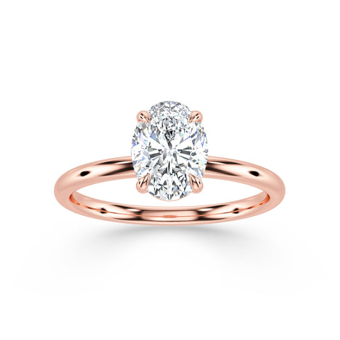 ALBA, Oval-Cut Lab-Grown Solitaire Diamond Engagement Ring with Traditional Setting in rose gold