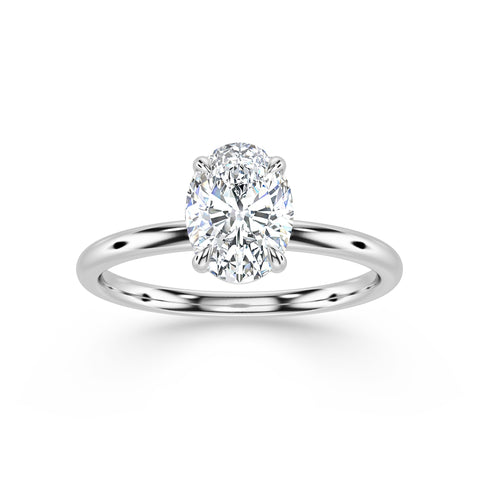 ALBA, Oval-Cut Lab-Grown Solitaire Diamond Engagement Ring with Traditional Setting in white gold