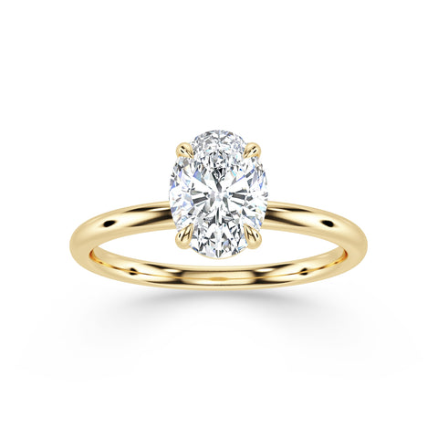 ALBA, Oval-Cut Lab-Grown Solitaire Diamond Engagement Ring with Traditional Setting in gold