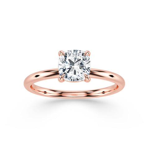 ALMA, Cushion-Cut Lab-Grown Solitaire Diamond Engagement Ring with Traditional Setting in rose gold