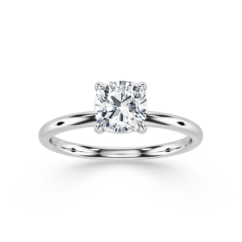 ALMA, Cushion-Cut Lab-Grown Solitaire Diamond Engagement Ring with Traditional Setting in white gold