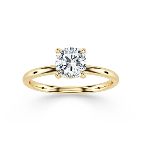 ALMA, Cushion-Cut Lab-Grown Solitaire Diamond Engagement Ring with Traditional Setting in gold