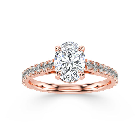 ARIA, Oval-Cut Lab-Grown Diamond Engagement Ring with Scalloped Band in rose gold