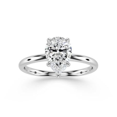 ELIA, Pear-Cut Lab-Grown Solitaire Diamond Engagement Ring with Traditional Setting in white gold