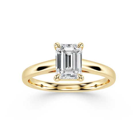 GRETA, Emerald-Cut Lab-Grown Diamond Engagement Ring with Cathedral High Setting in gold