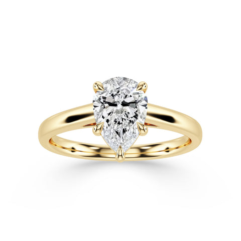 LARA, Pear-Cut Lab-Grown Diamond Engagement Ring with Cathedral High Setting in gold