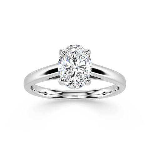 LUNA, Oval-Cut Lab-Grown Diamond Engagement Ring with Cathedral High Setting in white gold