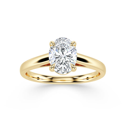 LUNA, Oval-Cut Lab-Grown Diamond Engagement Ring with Cathedral High Setting in gold