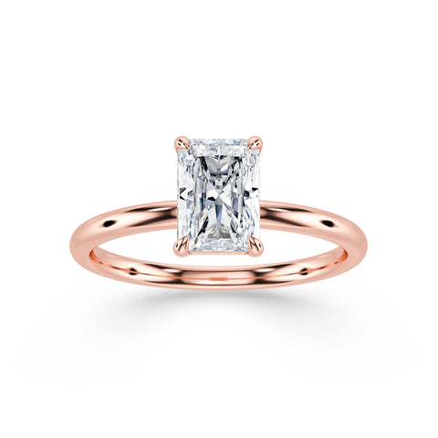 MAYA, Radiant-Cut Lab-Grown Solitaire Diamond Engagement Ring with Traditional Setting in rose gold