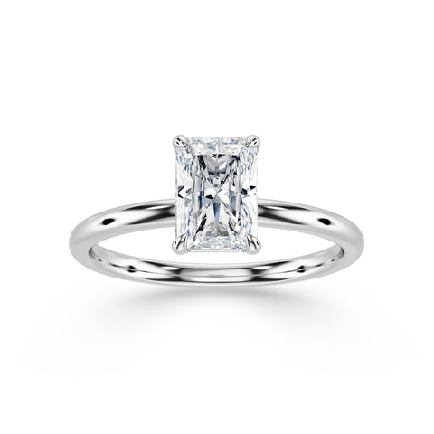 MAYA, Radiant-Cut Lab-Grown Solitaire Diamond Engagement Ring with Traditional Setting in white gold