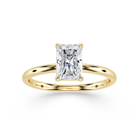 MAYA, Radiant-Cut Lab-Grown Solitaire Diamond Engagement Ring with Traditional Setting in gold