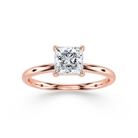 NORA, Princess-Cut Lab-Grown Solitaire Diamond Engagement Ring with Traditional Setting in rose gold