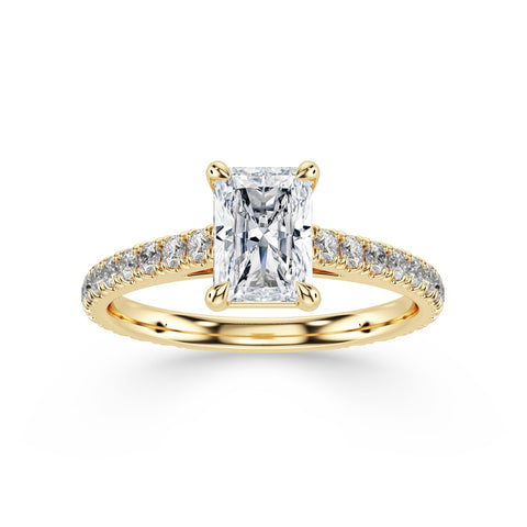 NOVA, Radiant-Cut Lab-Grown Diamond Engagement Ring with Scalloped Band in gold