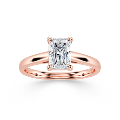 REIN, Radiant-Cut Lab-Grown Diamond Engagement Ring with Cathedral High Setting in rose gold