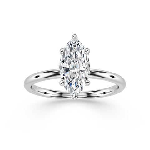 ROSA, Marquise-Cut Lab-Grown Solitaire Diamond Engagement Ring with Traditional Setting in white gold