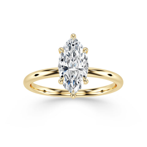 ROSA, Marquise-Cut Lab-Grown Solitaire Diamond Engagement Ring with Traditional Setting in gold