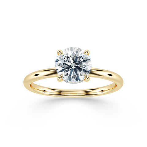 VERA, Round-Cut Lab-Grown Solitaire Diamond Engagement Ring with Traditional Setting in gold