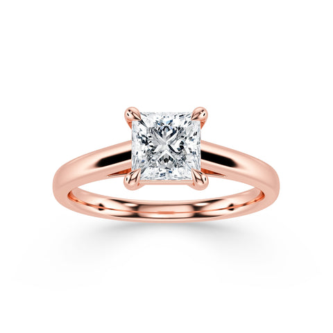 ZARA, Princess-Cut Lab-Grown Diamond Engagement Ring with Cathedral High Setting in rose gold