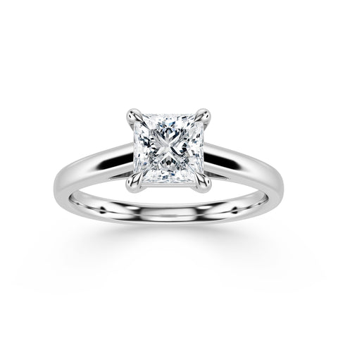 ZARA, Princess-Cut Lab-Grown Diamond Engagement Ring with Cathedral High Setting in white gold