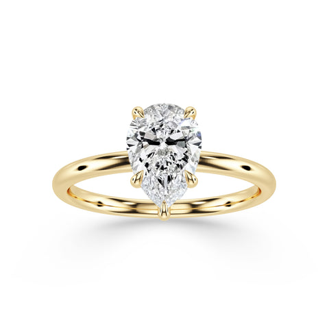ELIA, Pear-Cut Lab-Grown Solitaire Diamond Engagement Ring with Traditional Setting in gold
