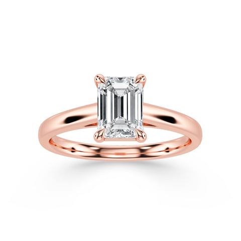 GRETA, Emerald-Cut Lab-Grown Diamond Engagement Ring with Cathedral High Setting in rose gold