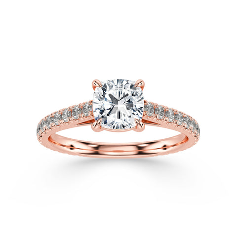 JASMINE, Cushion-Cut Lab-Grown Diamond Engagement Ring with Scalloped Band in rose gold