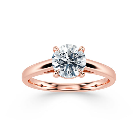 KLARA, Round-Cut Lab-Grown Diamond Engagement Ring with Cathedral High Setting in rose gold