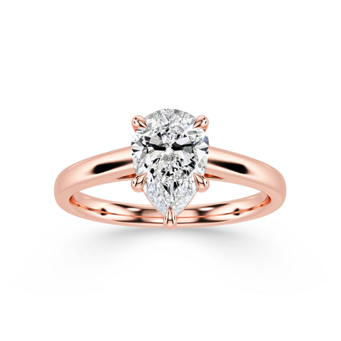 LARA, Pear-Cut Lab-Grown Diamond Engagement Ring with Cathedral High Setting in rose gold