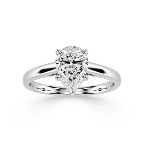 LARA, Pear-Cut Lab-Grown Diamond Engagement Ring with Cathedral High Setting in white gold