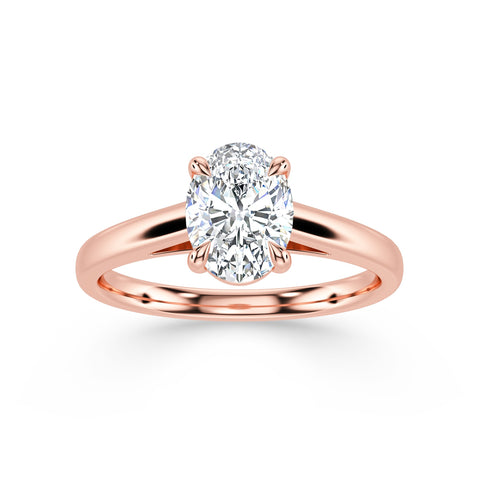 LUNA, Oval-Cut Lab-Grown Diamond Engagement Ring with Cathedral High Setting in rose gold