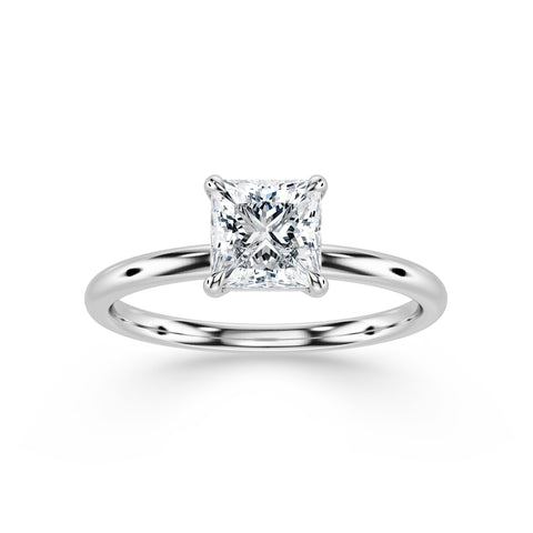 NORA, Princess-Cut Lab-Grown Solitaire Diamond Engagement Ring with Traditional Setting in white gold