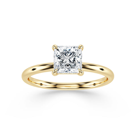 NORA, Princess-Cut Lab-Grown Solitaire Diamond Engagement Ring with Traditional Setting in gold