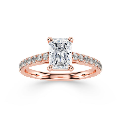 NOVA, Radiant-Cut Lab-Grown Diamond Engagement Ring with Scalloped Band in rose gold