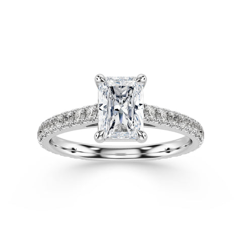 NOVA, Radiant-Cut Lab-Grown Diamond Engagement Ring with Scalloped Band in white gold
