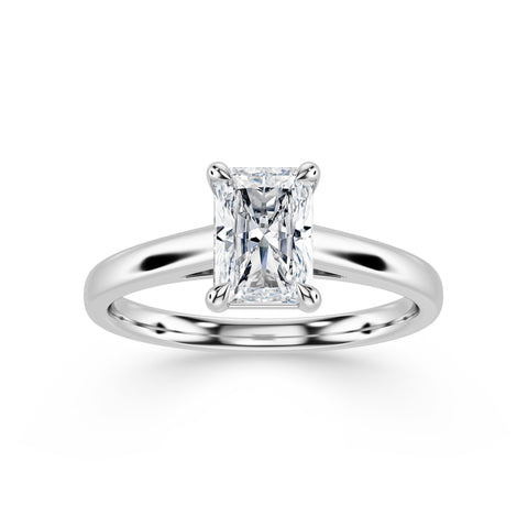 REIN, Radiant-Cut Lab-Grown Diamond Engagement Ring with Cathedral High Setting in white gold