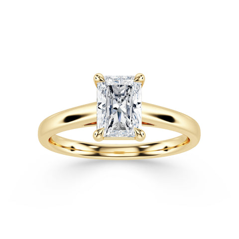 REIN, Radiant-Cut Lab-Grown Diamond Engagement Ring with Cathedral High Setting in gold