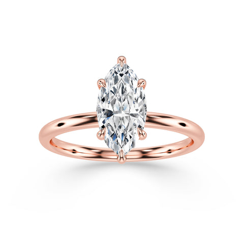 ROSA, Marquise-Cut Lab-Grown Solitaire Diamond Engagement Ring with Traditional Setting in rose gold