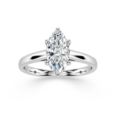SAGE, Marquise-Cut Lab-Grown Diamond Engagement Ring with Cathedral High Setting in white gold