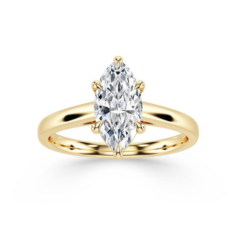 SAGE, Marquise-Cut Lab-Grown Diamond Engagement Ring with Cathedral High Setting in gold