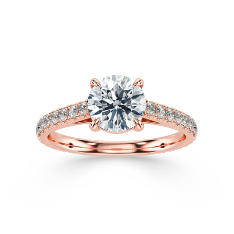STELLA, Round-Cut Lab-Grown Diamond Engagement Ring with Scalloped Band in rose gold