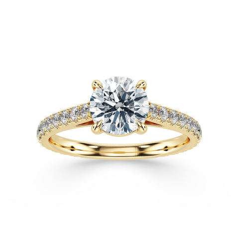 STELLA, Round-Cut Lab-Grown Diamond Engagement Ring with Scalloped Band in gold