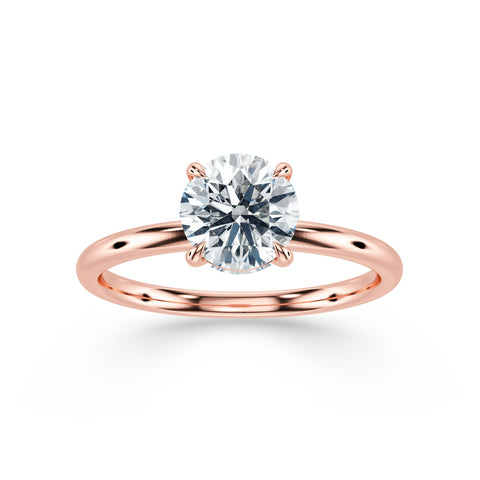 VERA, Round-Cut Lab-Grown Solitaire Diamond Engagement Ring with Traditional Setting in rose gold