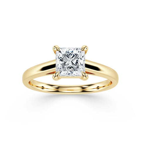 ZARA, Princess-Cut Lab-Grown Diamond Engagement Ring with Cathedral High Setting in gold